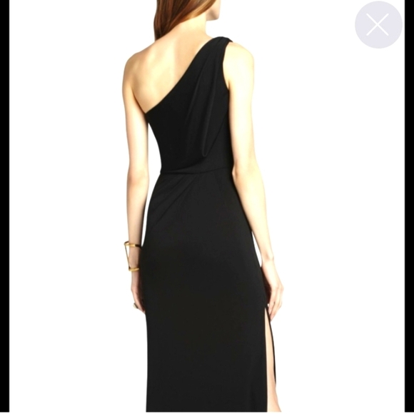 BCBG MaxAzria Black Asymmetrical Cut Out Slip Dress - Picture 4 of 10